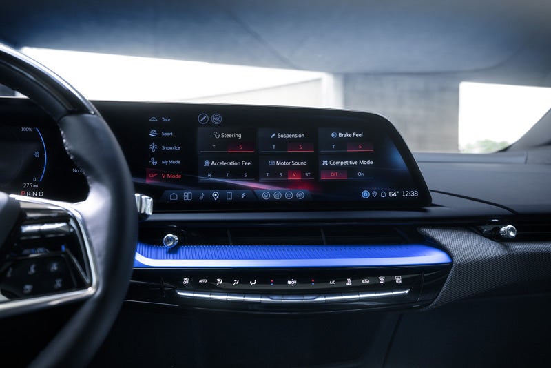 The 2026 OPTIQ-V Display Screen Displaying the V-Mode Settings | Schwan Cadillac in Mandan ND