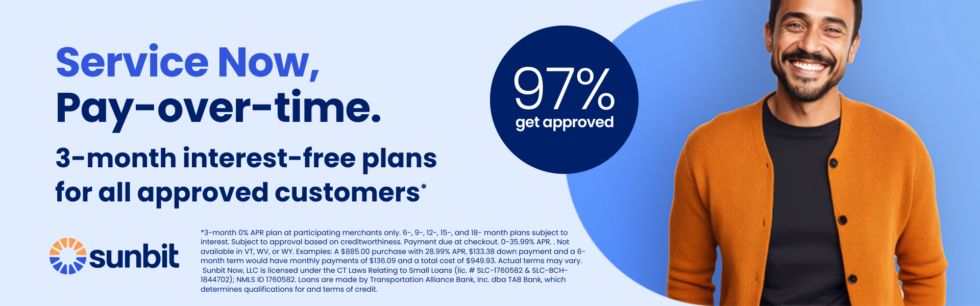 Sunbit Service Now, Pay Over Time
