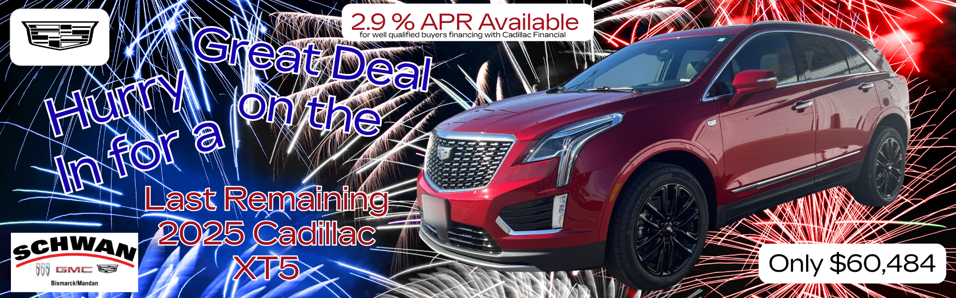 Last Remaining 2025 Cadillac XT5 2.9% APR Available 